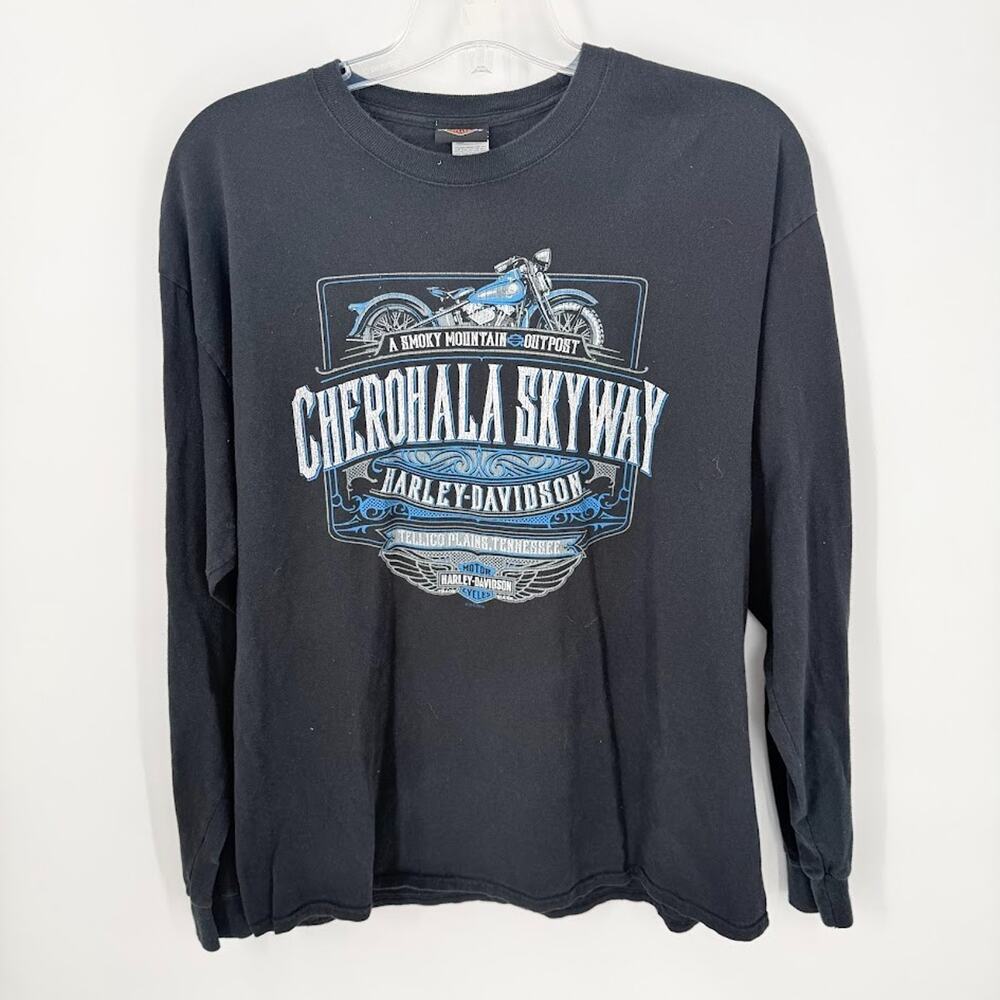 Harley-Davidson Cherohala Skyway Men’s XL Long Sleeve Black Graphic T-Shirt